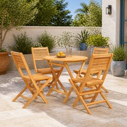 5 Piece Garden Dining Set Outdoor Furniture Table Chairs Brown Wood