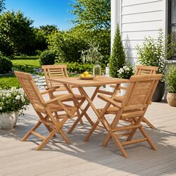 Garden Dining Set 5 Piece Outdoor Furniture Table Chairs Foldable Backrest