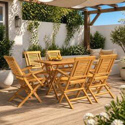 Folding Garden Chairs 6 pcs Solid Teak Wood Outdoor Seating Backrest Armrest