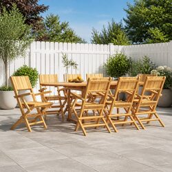 Outdoor Folding Garden Chairs 8 pcs Solid Teak Wood Patio Seating Brown