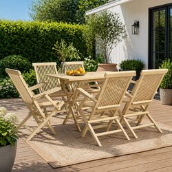 Folding Garden Chairs 6 Pcs Grey Outdoor Seating Solid Wood Teak Backrest