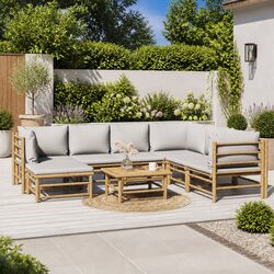 Transform Your Patio with This 8-Piece Bamboo Lounge Set