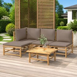 5 Piece Bamboo Garden Lounge Set for Enhanced Outdoor Living