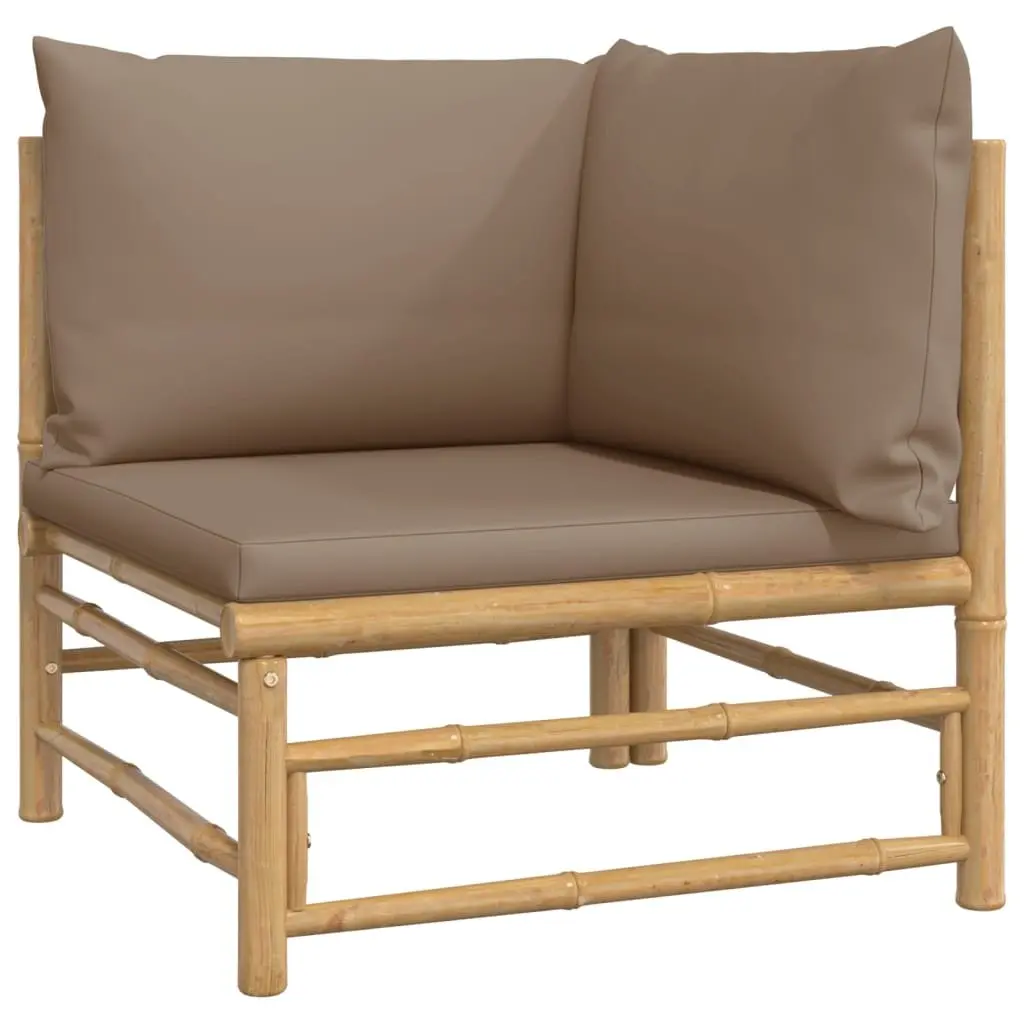 5 Piece Bamboo Garden Lounge Set Outdoor Furniture with Cushions Brown
