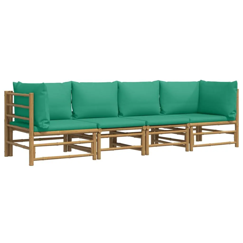 Bamboo Garden Lounge Set 4 Piece Outdoor Furniture with Cushions Brown