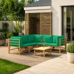 Elegant 6-Piece Bamboo Lounge Set for Outdoor Relaxation
