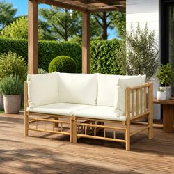 Stylish Bamboo Garden Corner Sofa Set for Relaxation