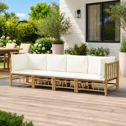 Enhance Your Outdoor Space with a 4 Piece Bamboo Lounge Set and Cream Cushions