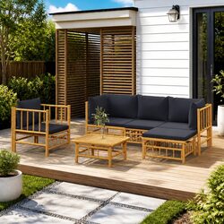Transform Your Outdoor Space with This 6-Piece Bamboo Lounge Set