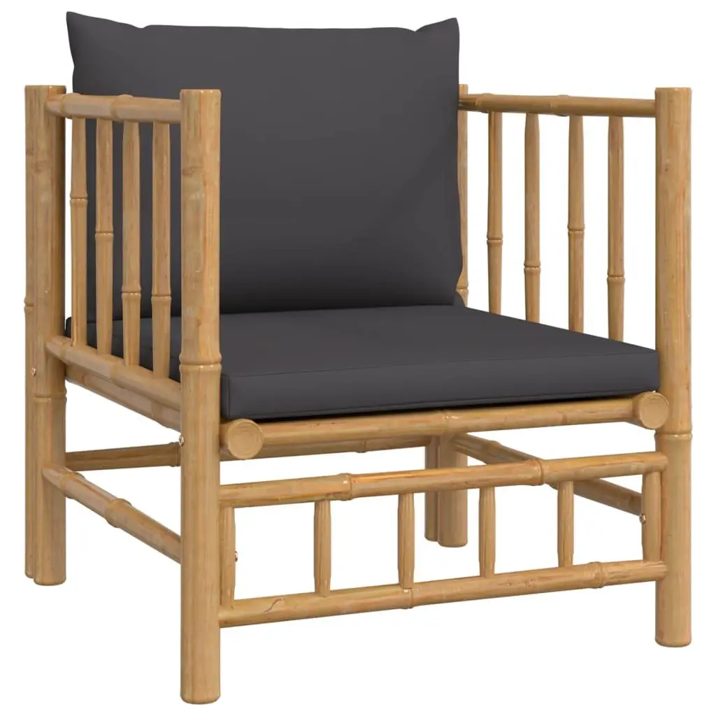 7 Piece Garden Lounge Set Outdoor Furniture Bamboo Sofa with Cushions Table