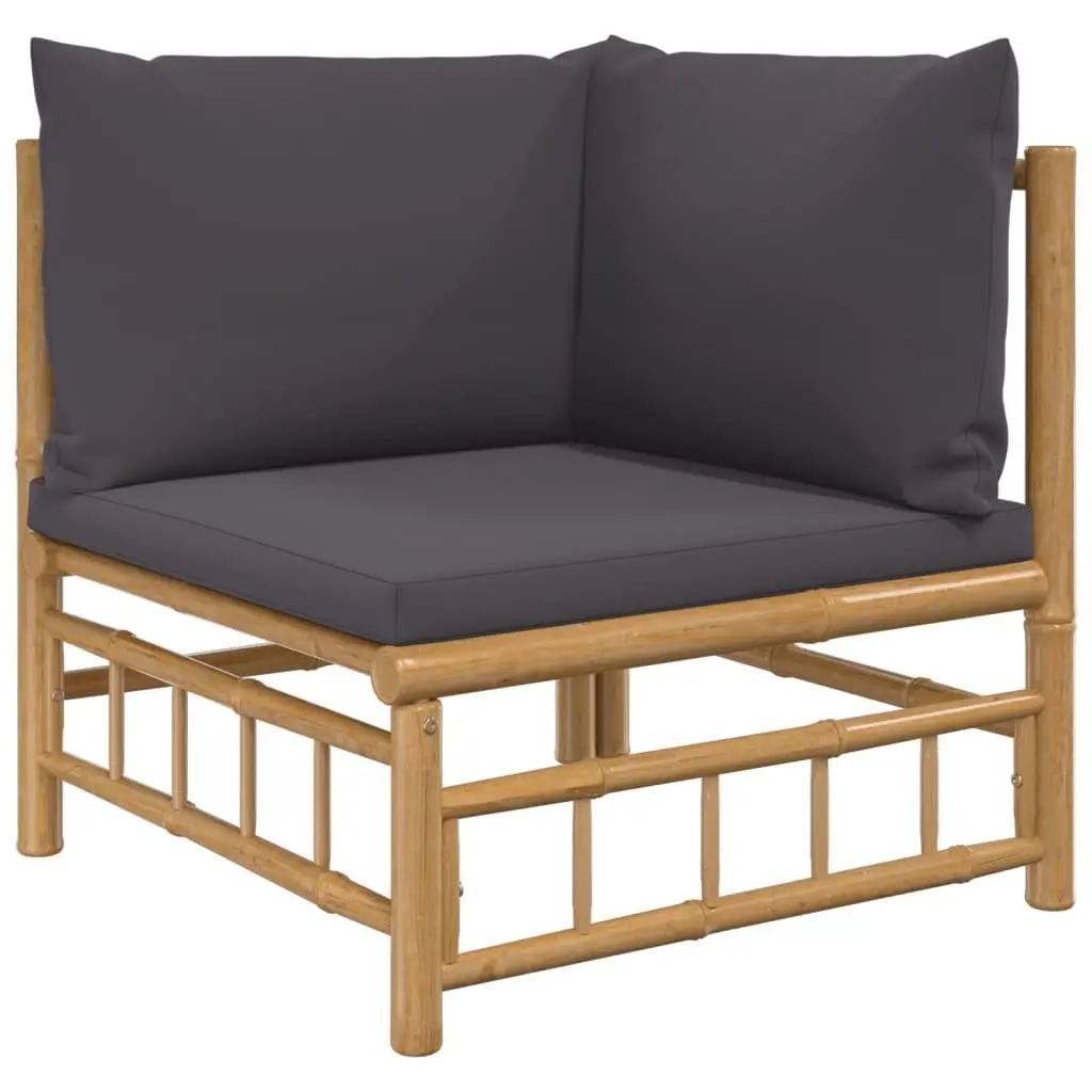 Bamboo Garden Lounge Set 4 Piece Modular Outdoor Furniture with Cushions Brown