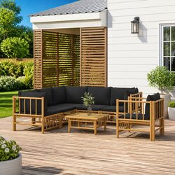 Stylish 7 Piece Garden Lounge Set in Brown with Cushions