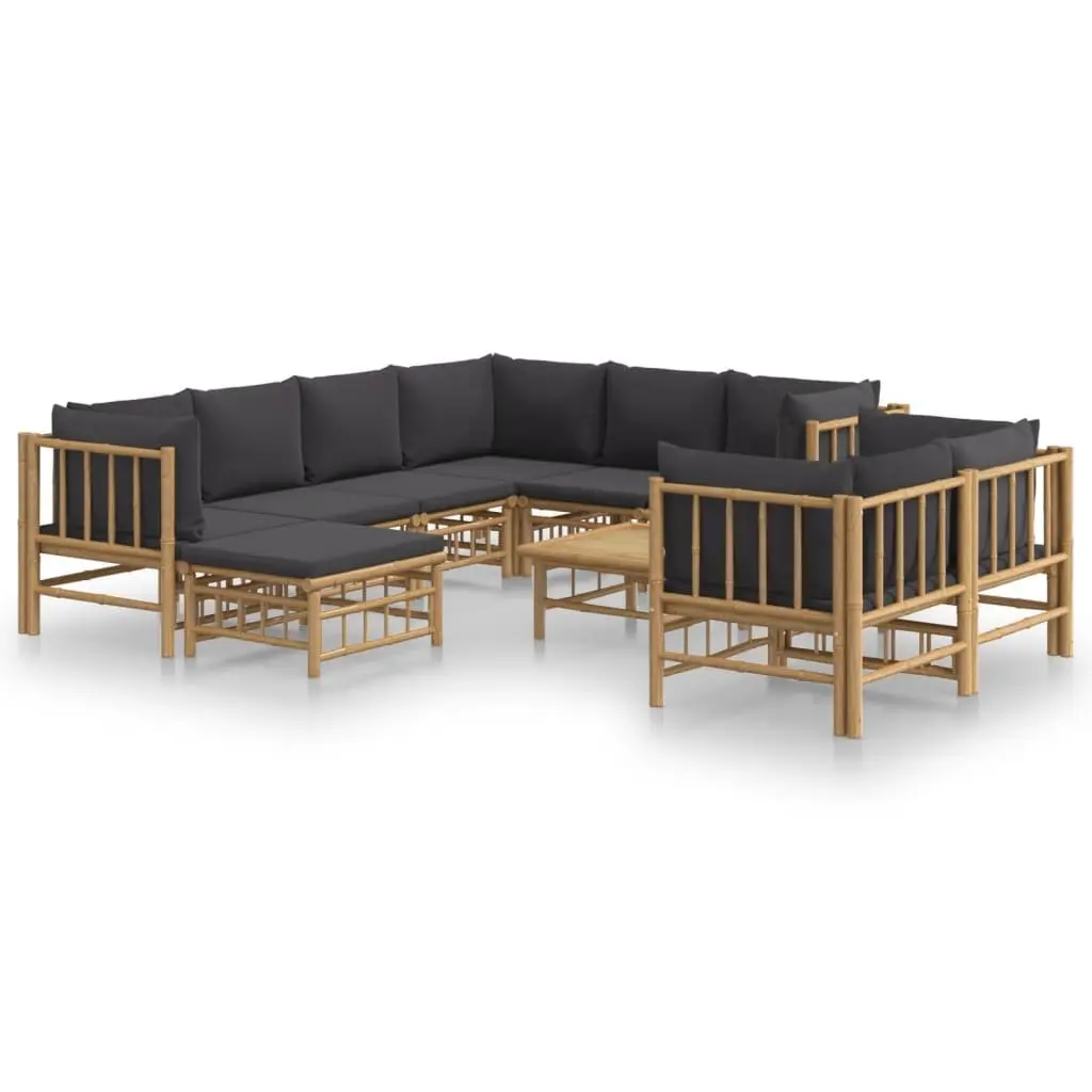 Bamboo Garden Lounge Set 10 Piece Modular Outdoor Furniture with Cushions