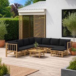 Outdoor 9-Piece Bamboo Lounge Set for Relaxation
