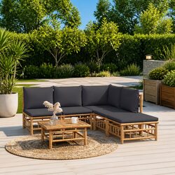 Enhance Your Outdoor Space with This 6 Piece Bamboo Lounge Set