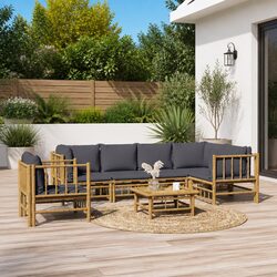 Comfortable 7-Piece Bamboo Lounge Set for Outdoor Spaces