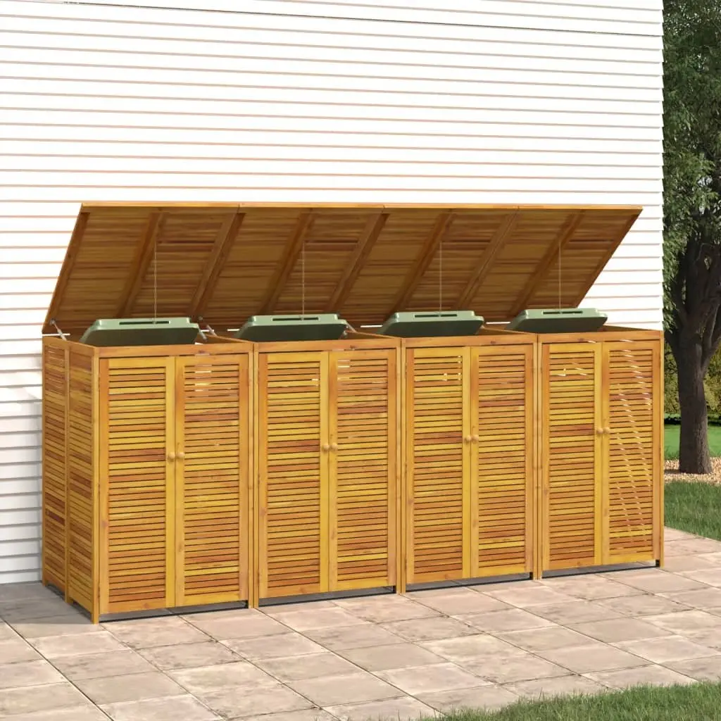 Quadruple Garbage Bin Shed 280x89x117 cm Solid Wood Waste Container Enclosure