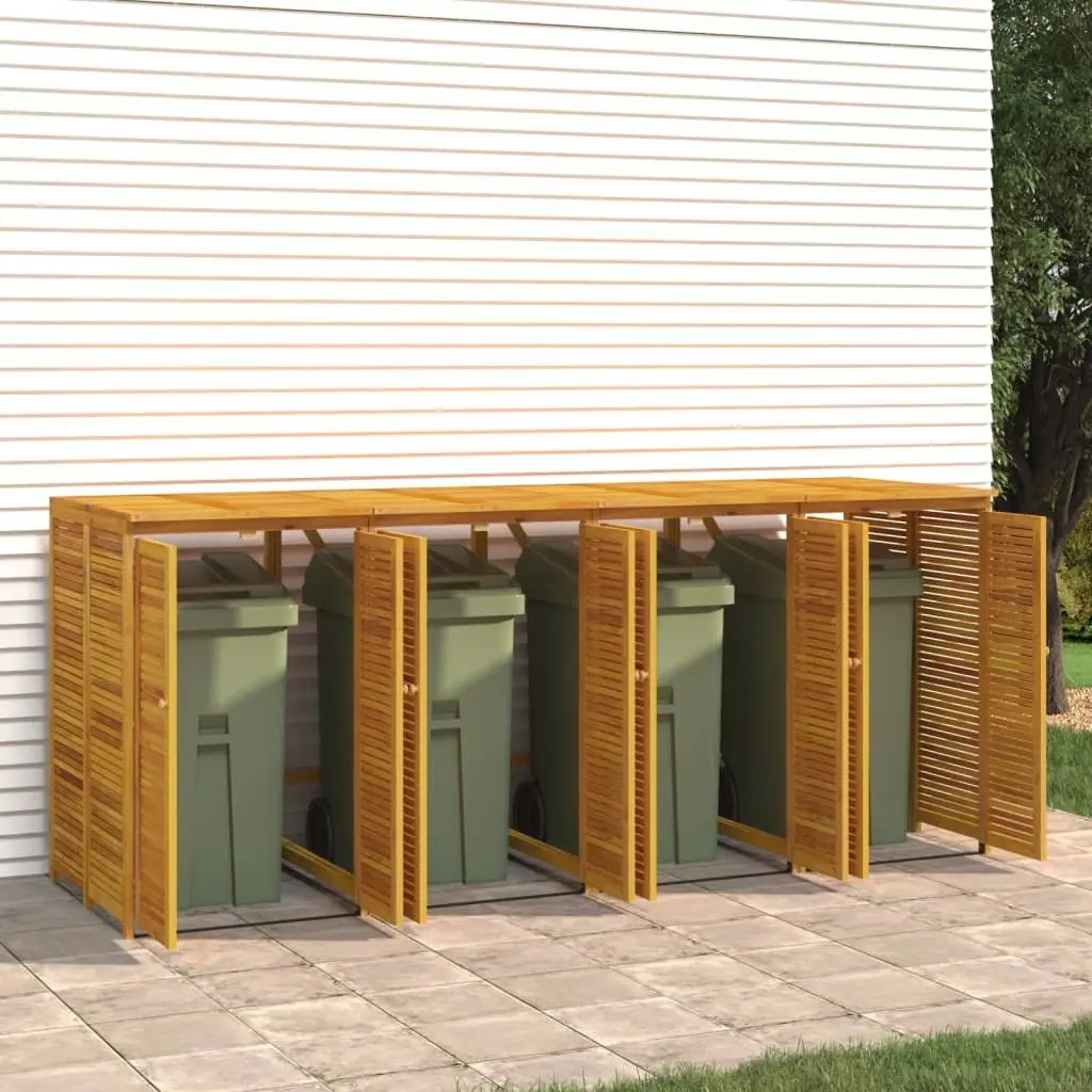 Quadruple Garbage Bin Shed 280x89x117 cm Solid Wood Waste Container Enclosure