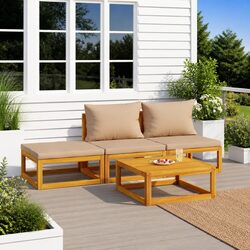 Comfortable Outdoor Lounge Set: 4 Pieces with Cushions and Table