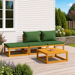 Stylish 4 Piece Garden Lounge Set with Green Cushions
