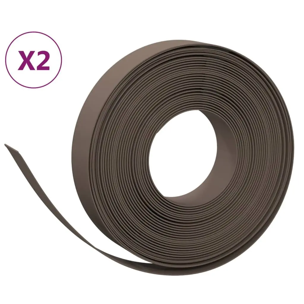 Garden Border Edging 2 pcs Brown Flexible Lawn Edge 10 m Outdoor Landscaping