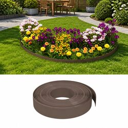 Garden Edging Borders 5 pcs Brown 10 m Flexible Lawn Edge Flower Bed Path Trim