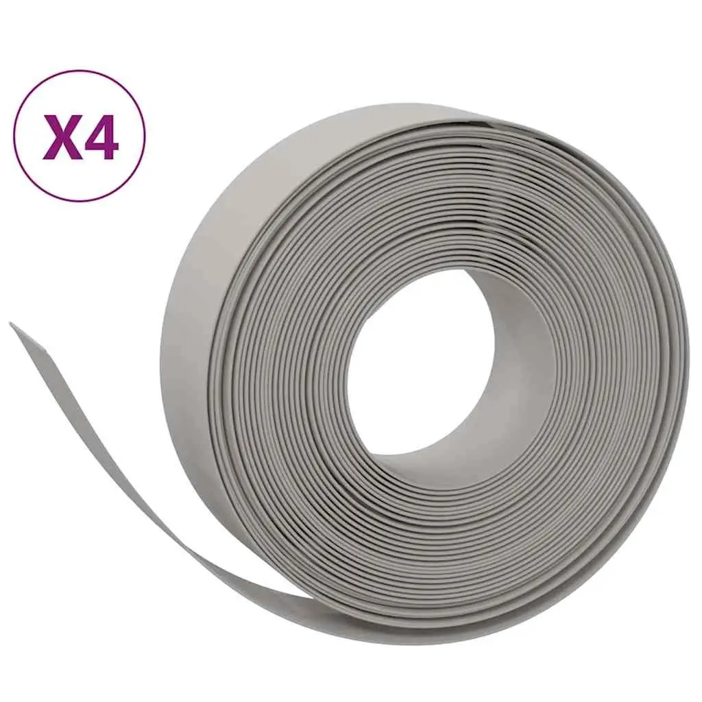 Garden Edging Borders 10 m Flexible UV Resistant Grey Lawn Edging Strips 4 Pieces