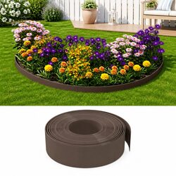Garden Edging Border 5 Pieces Brown 10m Flexible Lawn Edge Outdoor Flower Bed
