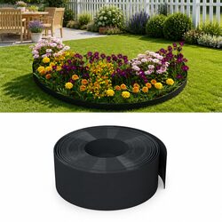 Garden Edging Black 10m Flexible Border Lawn Path Flower Bed Barrier Flexible