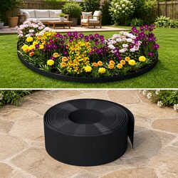 Garden Edging Border 4 Pieces Black 10m Flexible Lawn Edge Flower Bed Path Trim