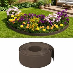 Garden Edging 3 pcs Brown 10 m 20 cm Flexible Lawn Border Flower Bed Edger