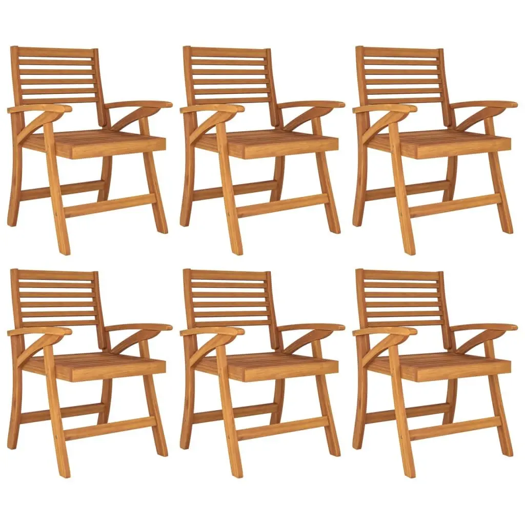 7 Piece Outdoor Dining Set Acacia Wood Brown Sturdy Construction