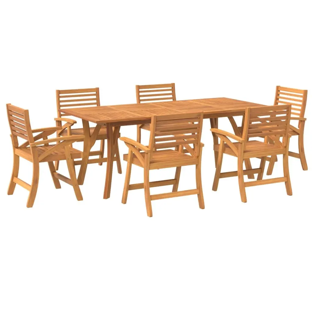 7 Piece Garden Dining Set Solid Acacia Wood Outdoor Patio Furniture Brown