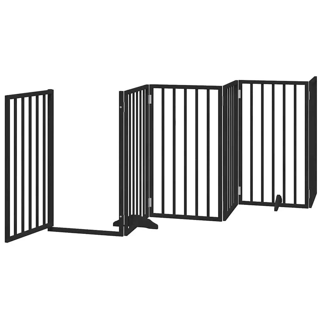 Dog Gate Foldable 9 Panels 450cm Poplar Wood Pet Safety Barrier