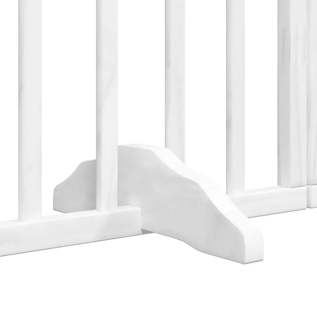 Dog Gate 6 Panels Foldable Poplar Wood Safety Barrier with Door Lock