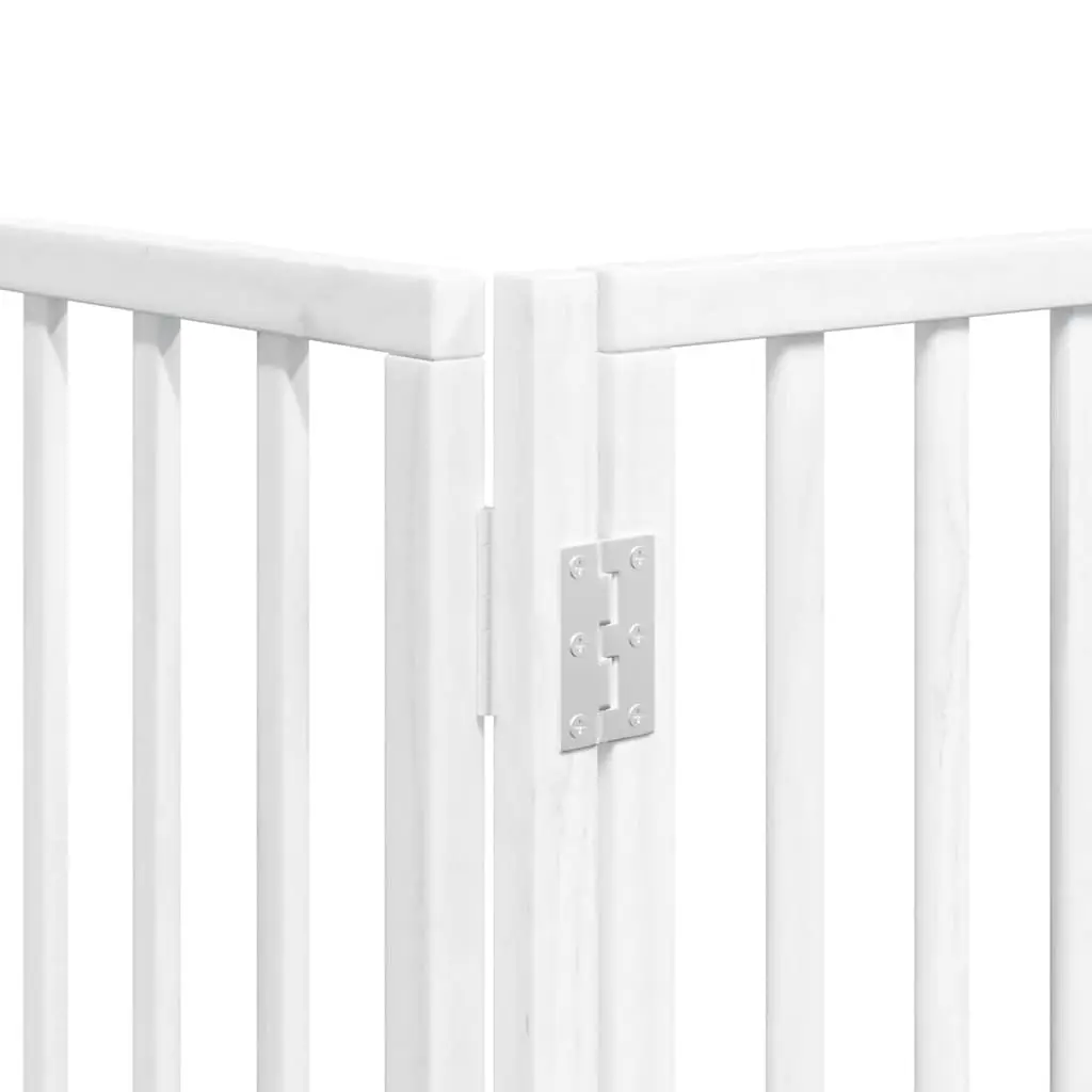 Dog Gate 6 Panels Foldable Poplar Wood Safety Barrier with Door Lock