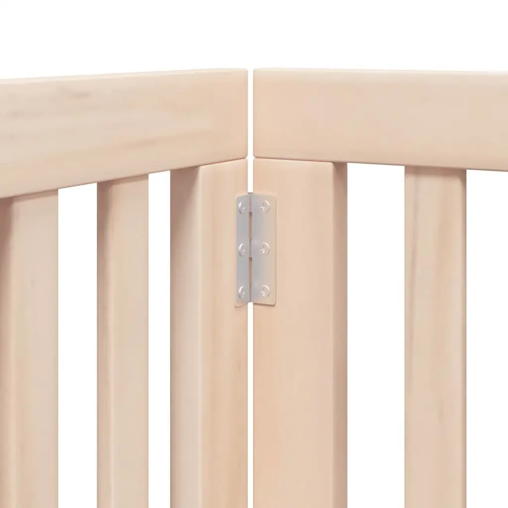 Dog Gate 9 Panels Foldable Poplar Wood Pet Safety Barrier with Door Lock