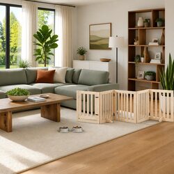 Flexible Dog Barrier Gate - 12 Panel Wood Design
