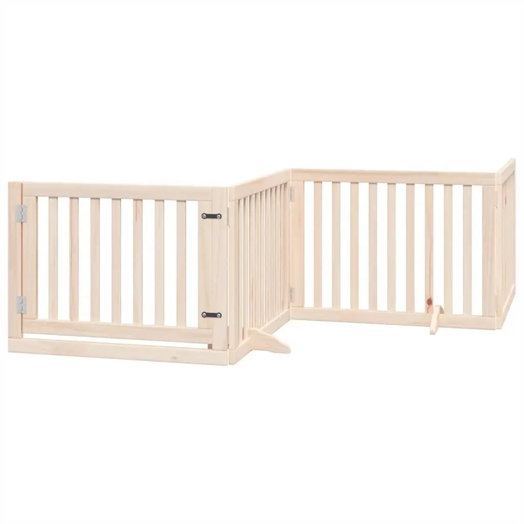 Dog Gate 12 Panels 960 cm Foldable Poplar Wood Pet Enclosure with Door Locks