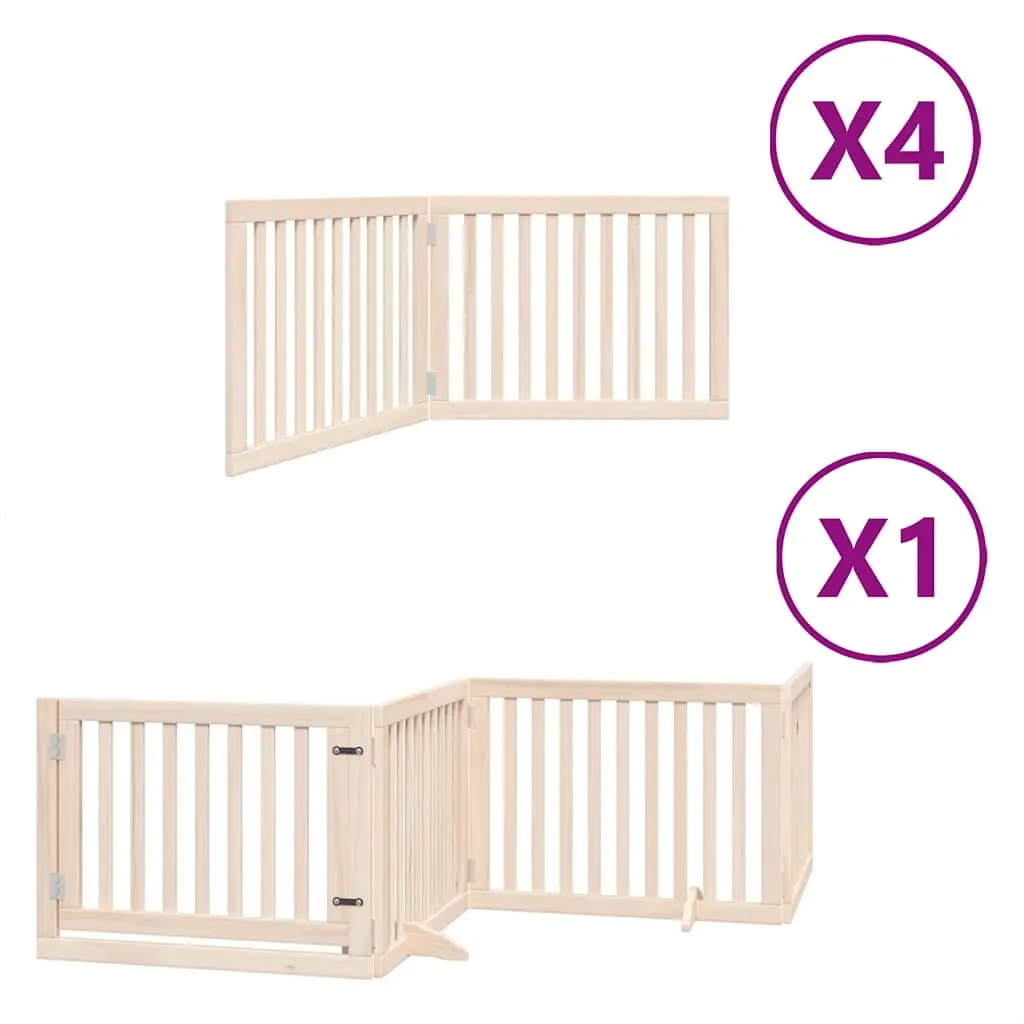 Dog Gate 12 Panels 960 cm Foldable Poplar Wood Pet Enclosure with Door Locks