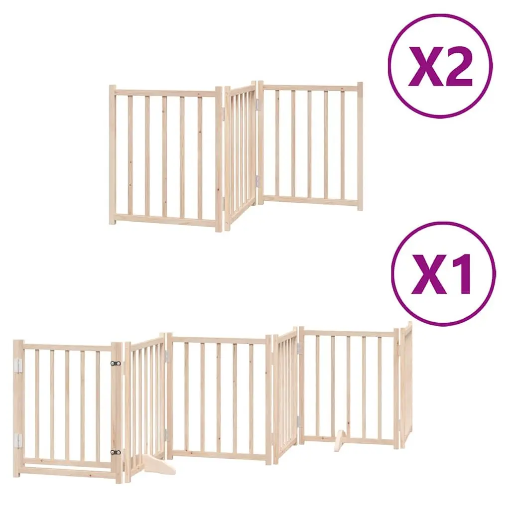 Dog Gate 12 Panels 600cm Foldable Poplar Wood Pet Safety Barrier with Door