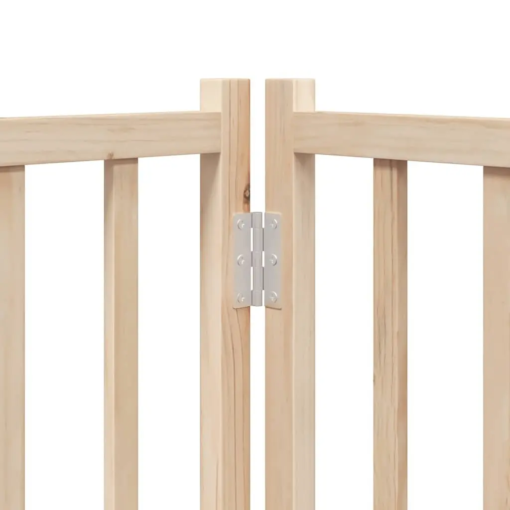 Dog Gate 12 Panels 600cm Foldable Poplar Wood Pet Safety Barrier with Door