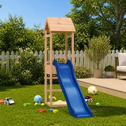 Elevated Wooden Outdoor Playset with Sandbox and Slide