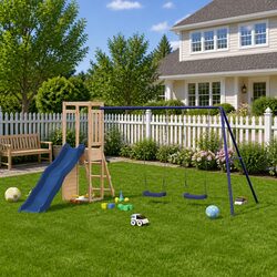 Outdoor Playset with Climbing Frame and Swing for Kids