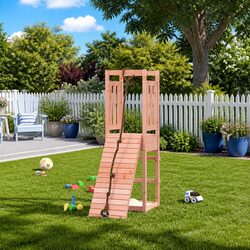 Transform Your Yard with a Wooden Playhouse and Climbing Wall