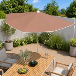 Half Round Garden Parasol 180x90cm Outdoor Shade Umbrella with Pole Orange