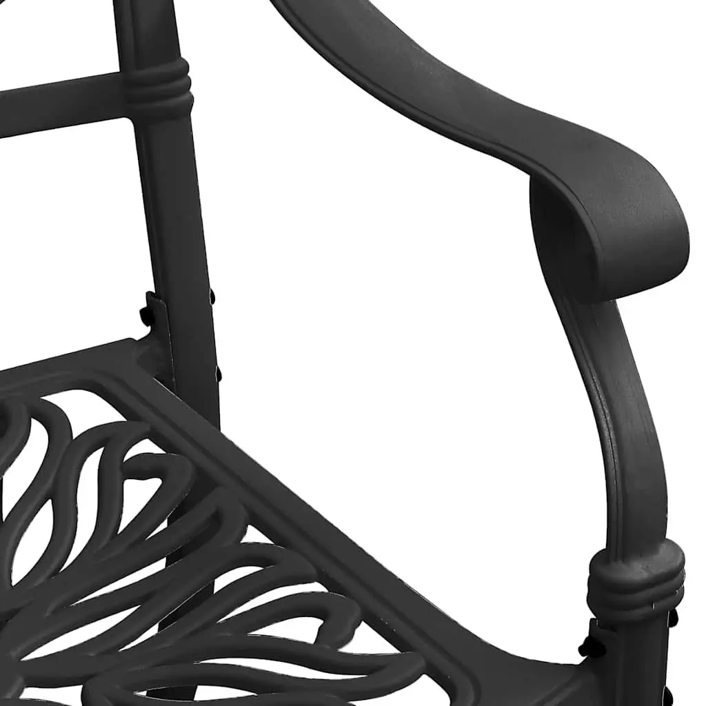 Outdoor Dining Chairs 2 Piece Set Black Cast Aluminium Rust and Weather Resistant Garden Seating