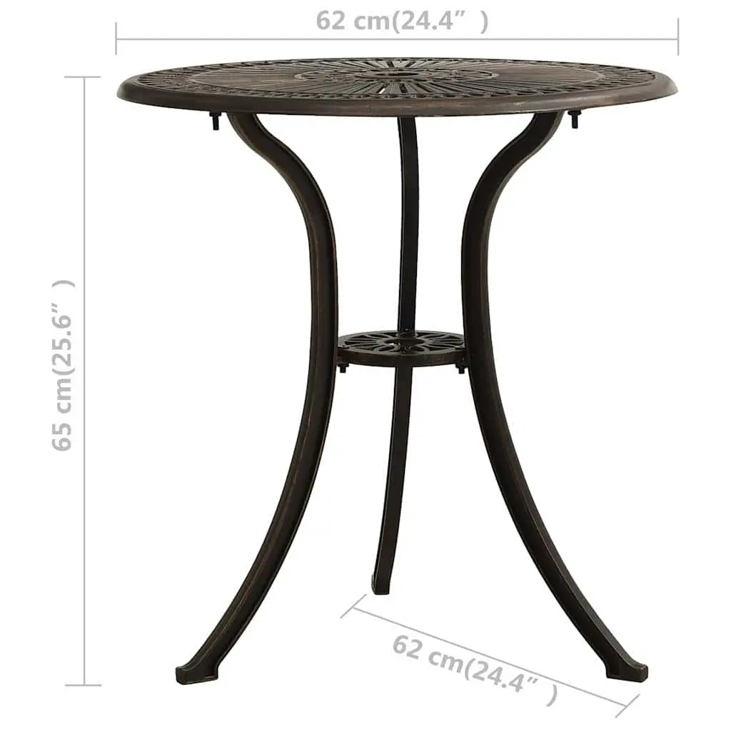 Garden Table 62x62x65cm Cast Aluminium Brown Outdoor Patio Furniture