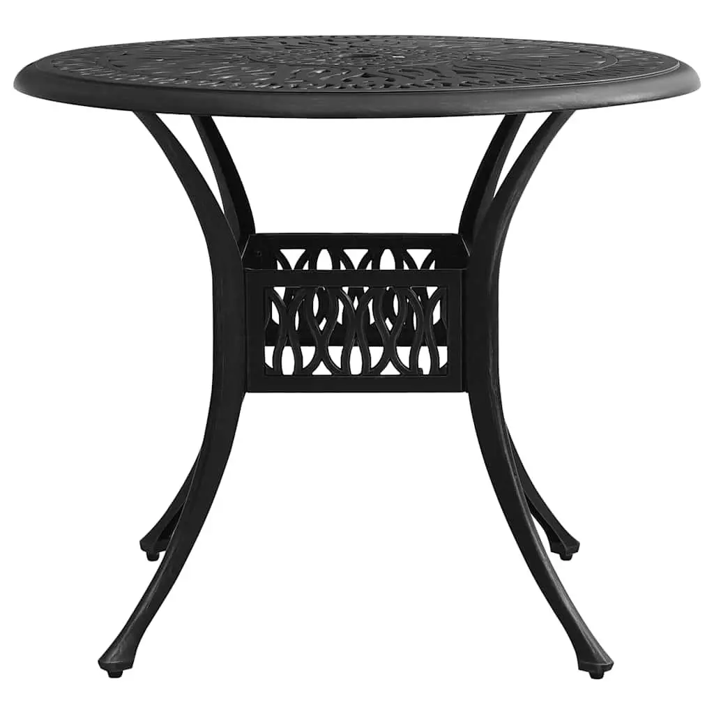 Outdoor Garden Table Black Square Cast Aluminium with Umbrella Hole