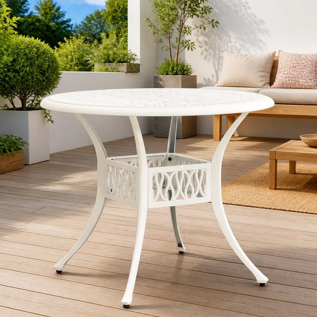 Garden Table 90x90cm Cast Aluminium Square Outdoor Patio Furniture